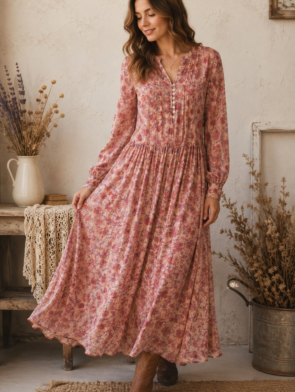Free People SEE IT THROUGH Pink Sheer Cottage L Sleeve Maxi Dress. Ladies XSMALL